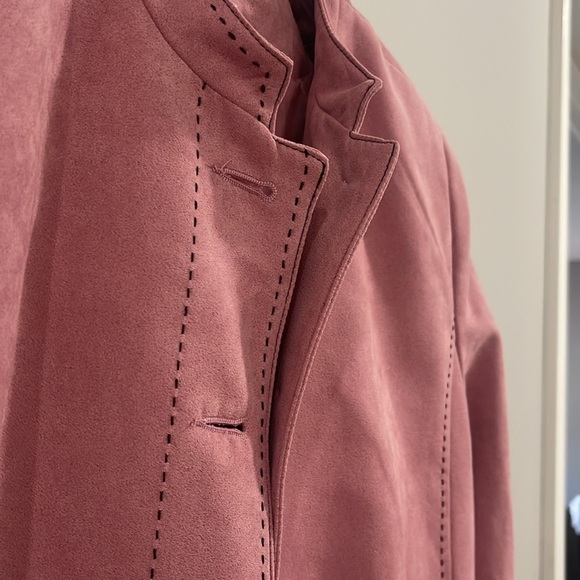 Dress Barn Sued Pastel Pink with black stitching Office Button Down Coat Blazer - Picture 5 of 7